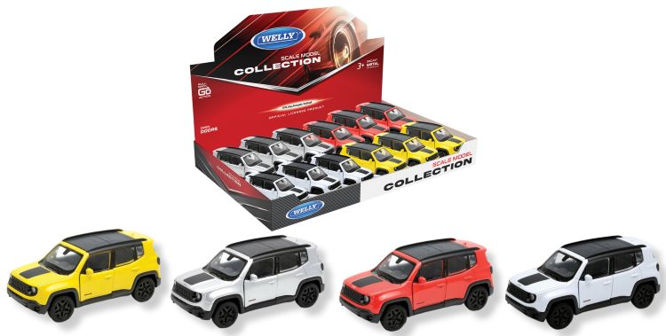 WELLY – 2016 Jeep Renegade Trailhawk – Modellino cm12  – c/pull-back and go In espo da 12pz (xcm) 4ass…x12…x48